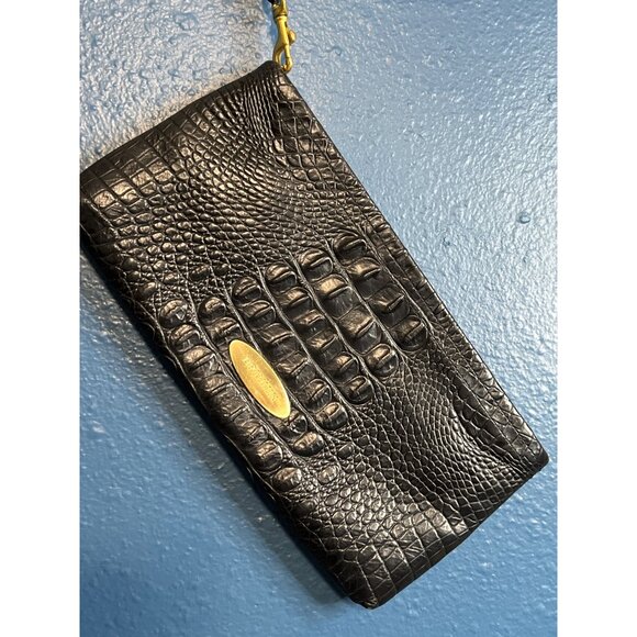 Vintage Y2K Brahmin Black Alden Croc Embossed Leather Wristlet - Picture 3 of 8